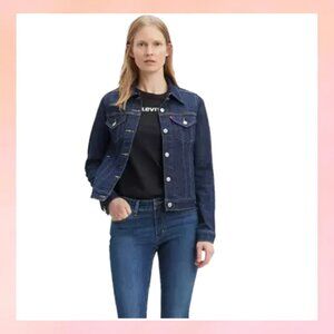 Levi Strauss Womens M Dark Gray Brushed Cotton Trucker Jacket XL